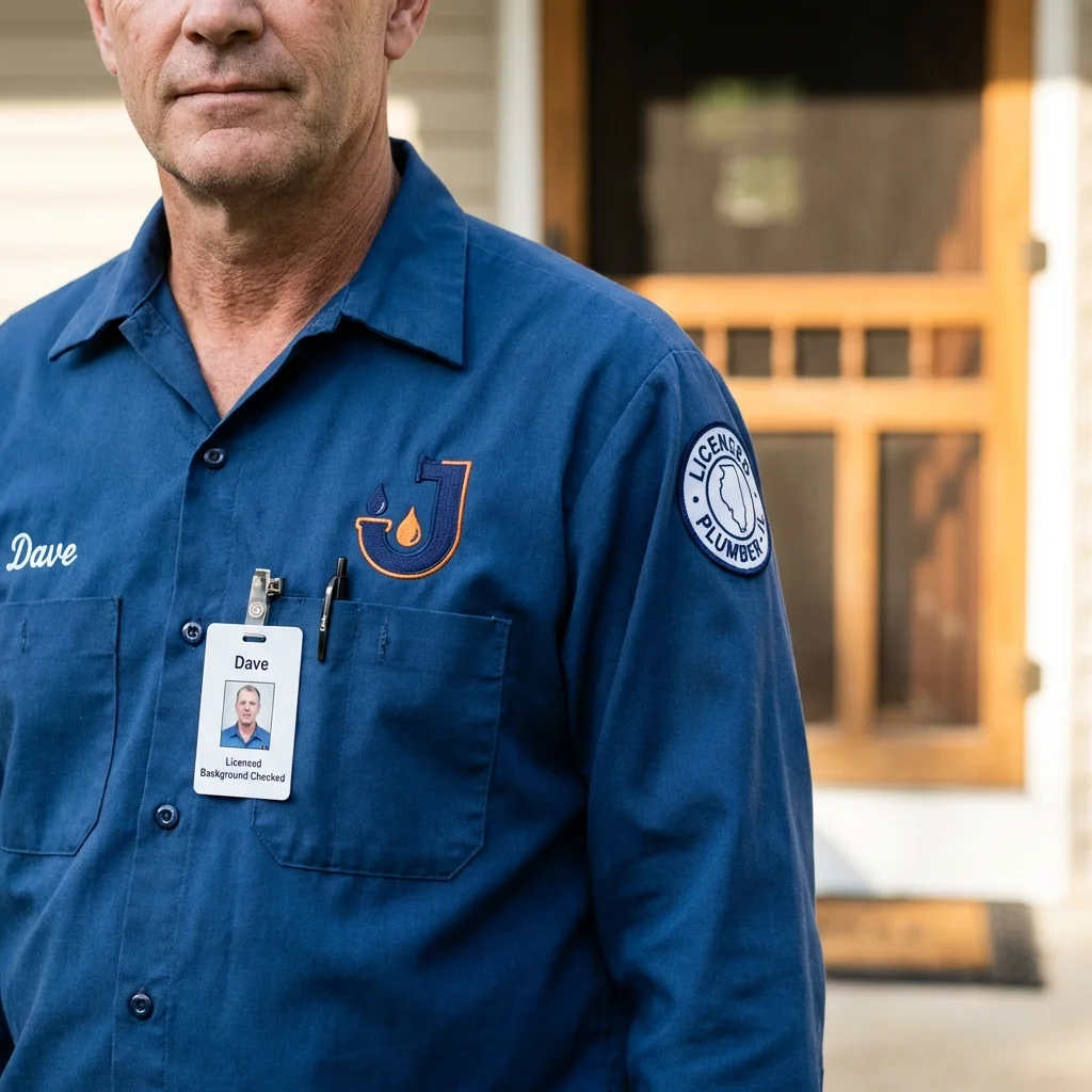 Licensed plumber showing ID badge in Richboro, PA