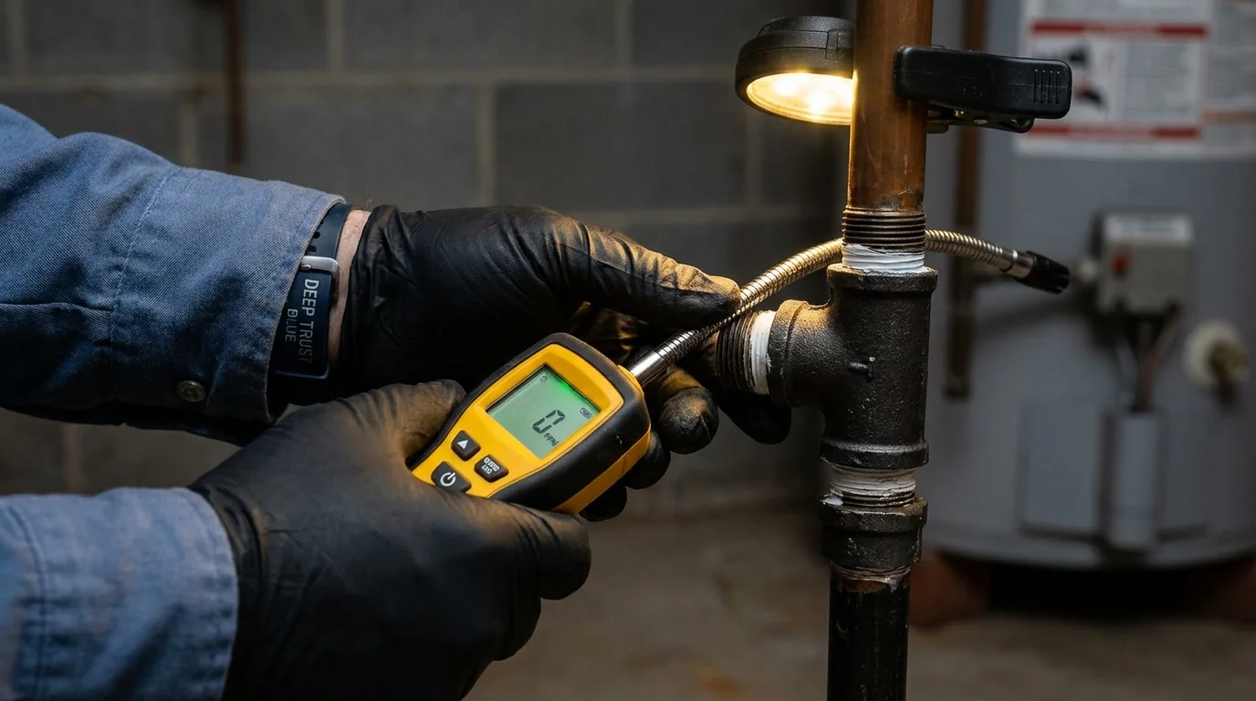 Gas leak detection with electronic sniffer by Johns Plumbing LLC in Richboro